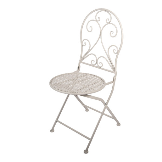 Set mobilier gradina masa, 2 scaune fier alb  Ø 60x70 cm / 39x39x94 cm (2)