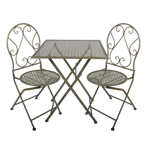 Set mobilier gradina masa, 2 scaune fier verde 60x60x70 cm / 50x40x93 cm (2)