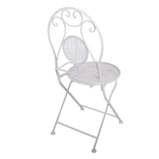 Set mobilier gradina masa, 2 scaune fier alb Ø 60x70 cm / 50x40x93 cm (2)