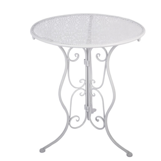 Set mobilier gradina masa, 2 scaune fier alb II Ø 60x70 cm / 50x40x93 cm (2)