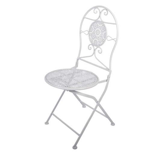 Set mobilier gradina masa, 2 scaune fier alb II Ø 60x70 cm / 50x40x93 cm (2)