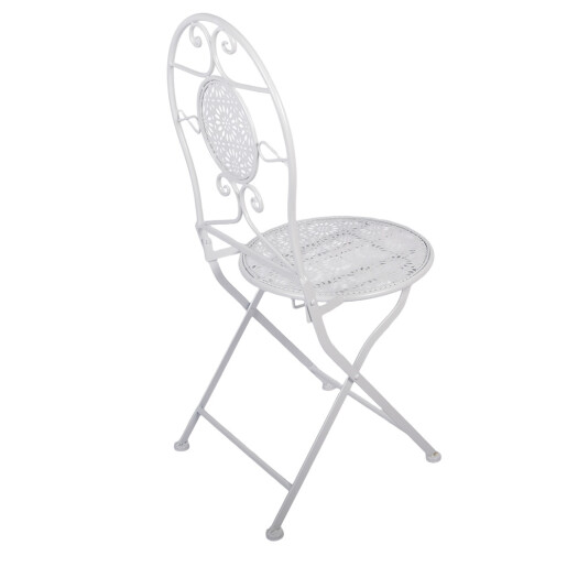 Set mobilier gradina masa, 2 scaune fier alb II Ø 60x70 cm / 50x40x93 cm (2)