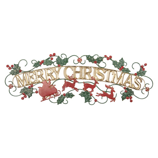 Decoratiune Craciun, suspendabila, metal multicolor Merry Christmas 79x1x27 cm