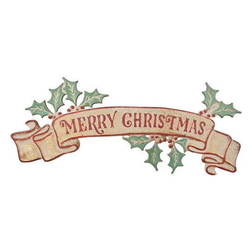 Decoratiune Craciun, suspendabila, metal multicolor Merry Christmas  60x1x25 cm