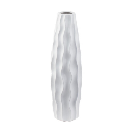 Vaza flori ceramica alba Polka 14,5 x 49 cm