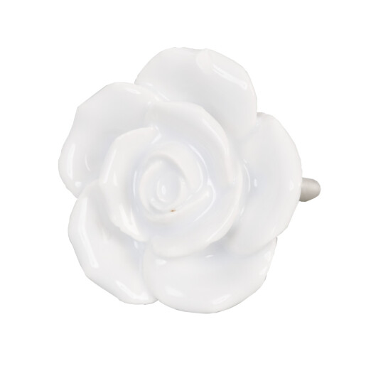 Set 2 butoni mobilier ceramica alba Floare Ø 4x3 cm