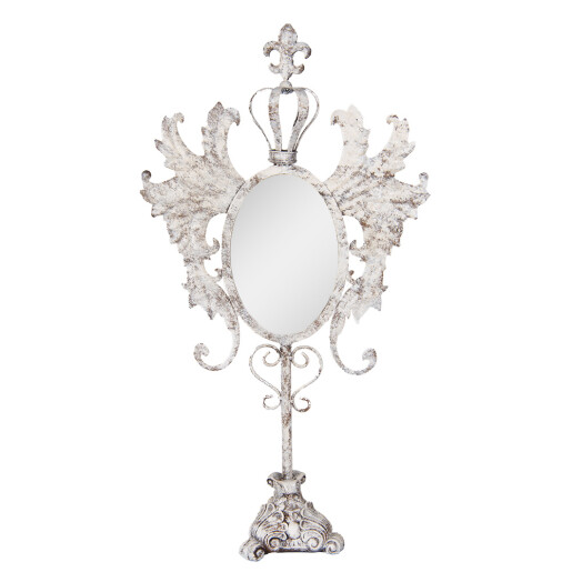 Oglinda masa metal alb vintage 37x14x68 cm