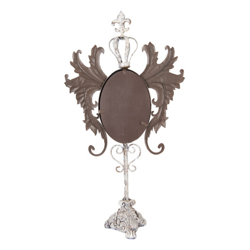 Oglinda masa metal alb vintage 37x14x68 cm