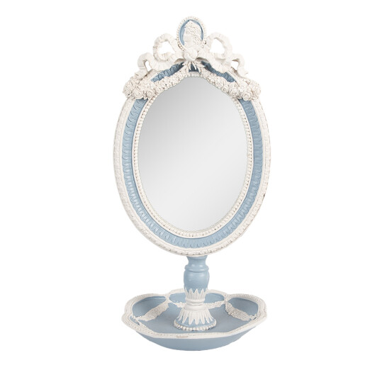 Oglinda masa polirasina alba albastra 14x14x28 cm