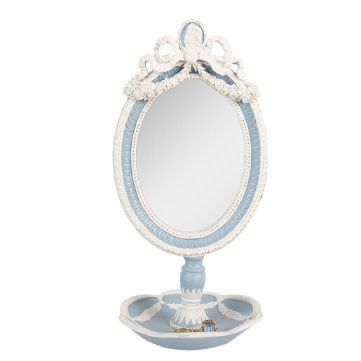 Oglinda masa polirasina alba albastra 14x14x28 cm