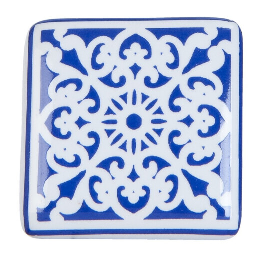 Set 4 butoni mobilier ceramica albastra alba 3x2x3 cm