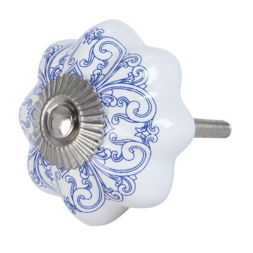 Set 2 butoni mobilier ceramica albastra alba Ø 4x3 cm