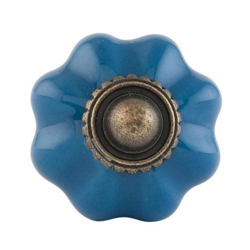 Set 4 butoni mobila ceramica albastra 3 cm