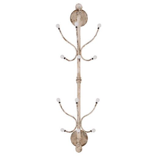Cuier perete fier bej vintage ceramica alba 28x22x100 cm
