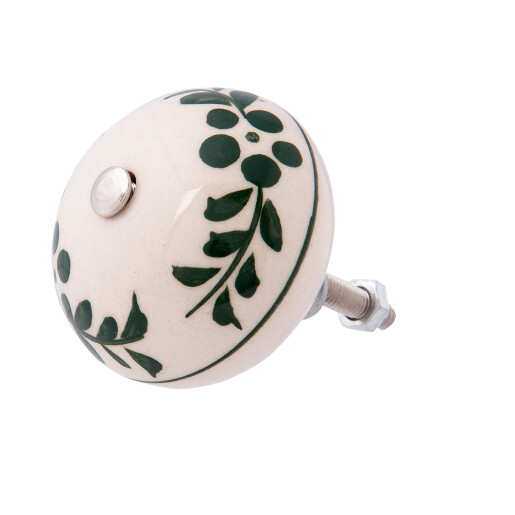 Buton mobilier ceramica bej verde Ø 4x3 cm