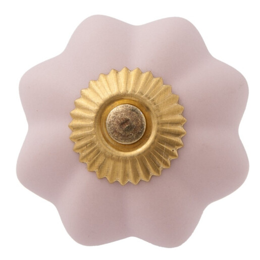 Set 2 butoni mobilier ceramica roz metal auriu Ø 4x3 cm