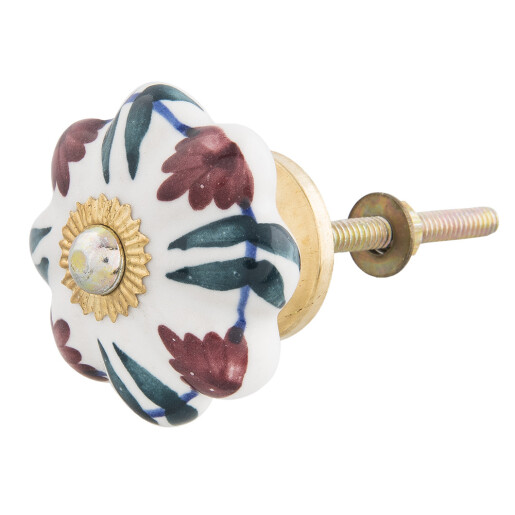 Set 2 butoni mobilier ceramica multicolora metal auriu Ø 4x3 cm