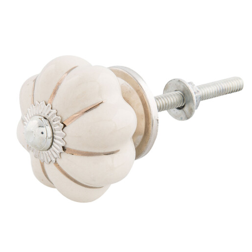 Set 2 butoni mobilier ceramica bej aurie Ø 4x3 cm