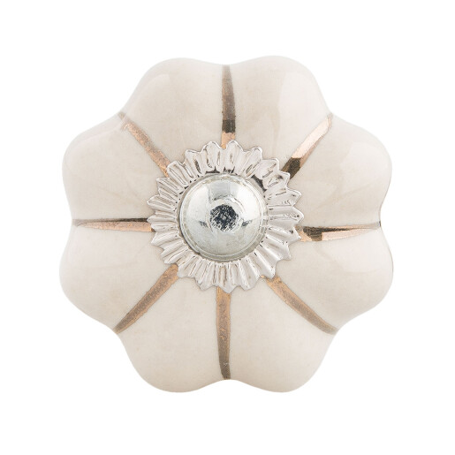 Set 2 butoni mobilier ceramica bej aurie Ø 4x3 cm