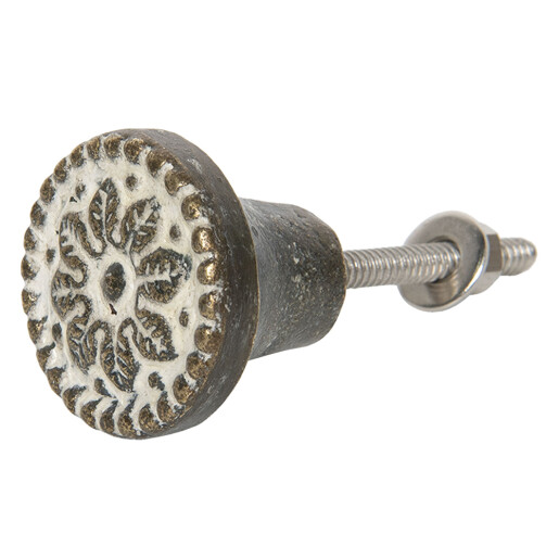 Buton mobilier fier maro alb 3x3 cm