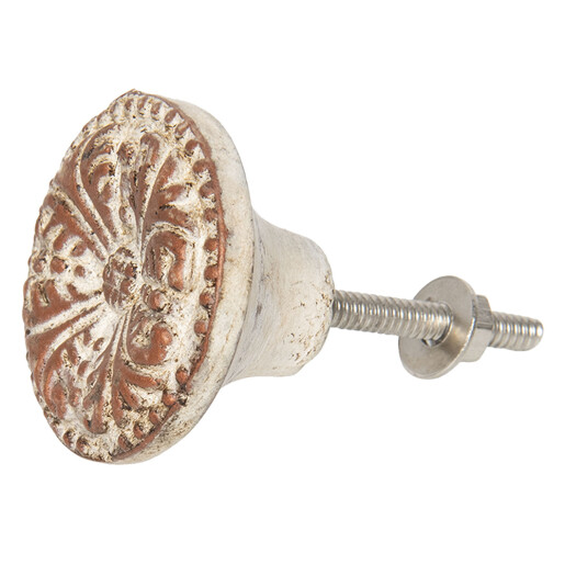 Buton mobilier ceramica bej maro 4x3 cm