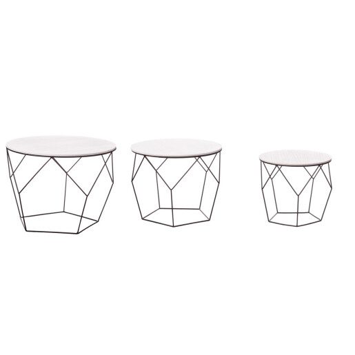 Set 3 masute lemn fier 40 x 36,5, 50 x 40,5, 60 x 45,5 cm