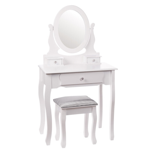 Masuta toatela cu taburet mdf alb 70 x 40 x 130 cm