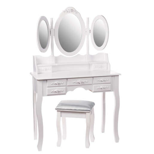 Masuta toatela cu taburet mdf alb 90,5 x 40 x 146 cm