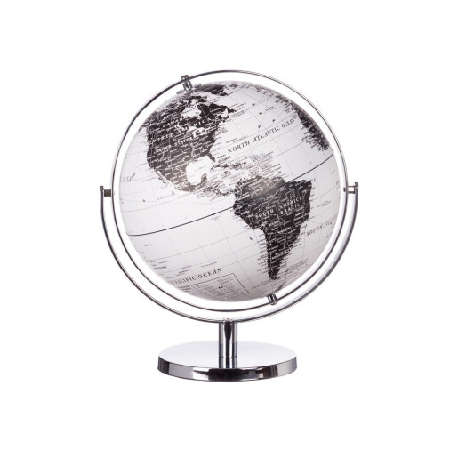Glob Pamantesc decorativ alb argintiu negru 29 x 34 cm