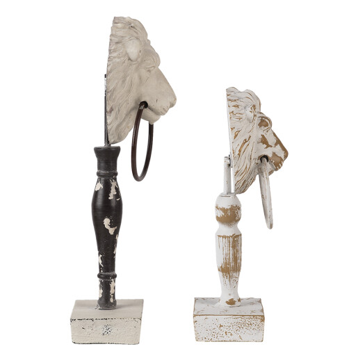 Set 2 figurine Leu lemn fier 12x7x32 cm, 9x6x23 cm