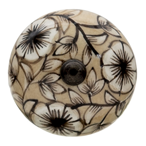 Set 4 butoni mobilier din ceramica crem maro decor Floral 4x3 cm