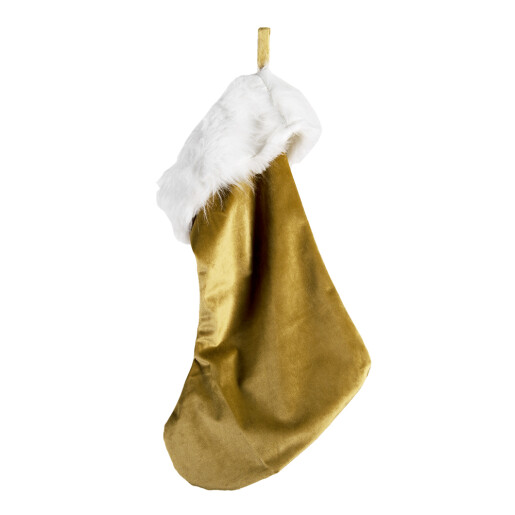 Set 2 ciorapi Craciun din textil auriu alb 30x1x45 cm
