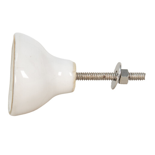 Buton mobilier ceramica alba aurie 4x4x7 cm