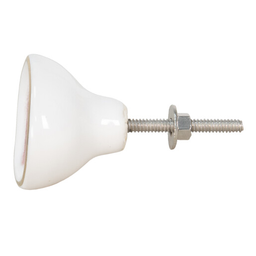 Buton mobilier ceramica alba roz 4x4x7 cm