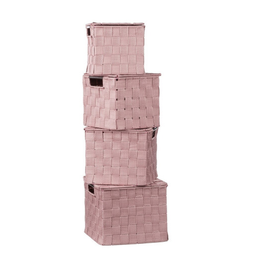 Set 4 cutii depozitare cu capac, roz 17 x 17 x h 16, 19 x 19 x 17, 21 x 21 x 18, 23 x 23 x 18,5 cm