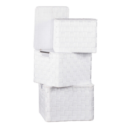 Set 3 cutii depozitare cu capac, alb 25 x 25 x 20, 27 x 27 x 21, 30 x 30 x 22 cm