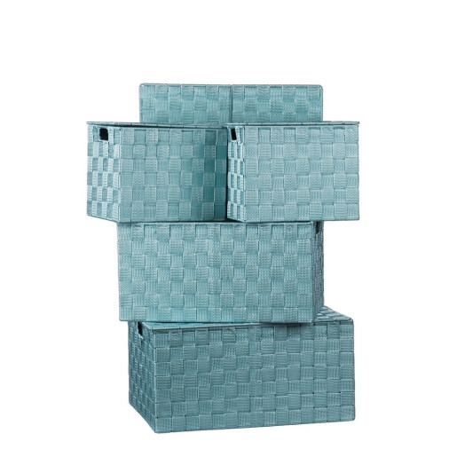 Set 4 cutii depozitare cu capac, turcoaz 23 x 17 x 19 cm, 38 x 27,5 x 20 cm, 40 x 29,5 x 20,5 cm
