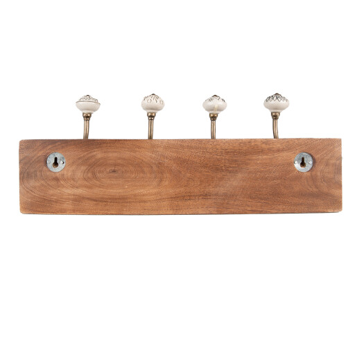 Cuier perete lemn ceramica 45x11x17 cm