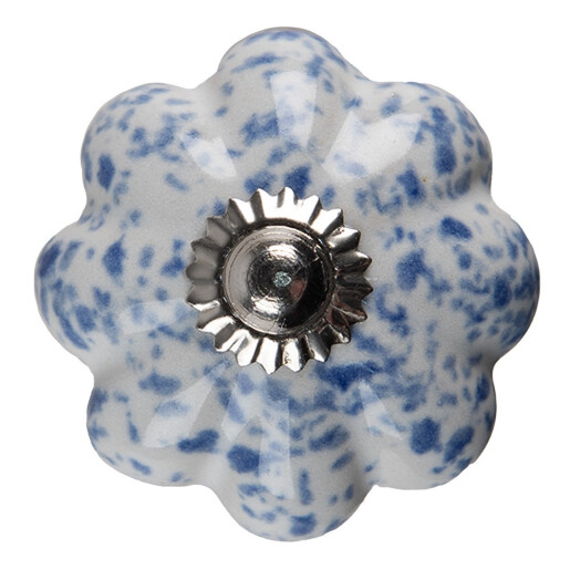 Set 4 butoni mobilier ceramica alba albastra 4x3,8 cm