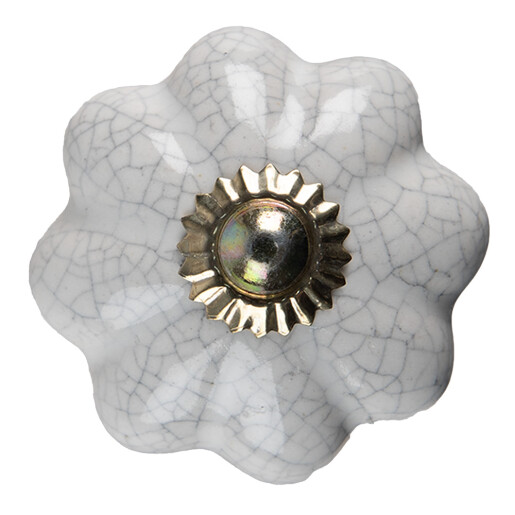 Set 2 butoni mobilier ceramica alba metal auriu Ø 4x4 cm