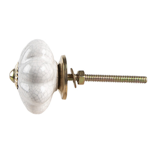 Buton mobilier ceramica alba metal auriu Ø 4x4 cm