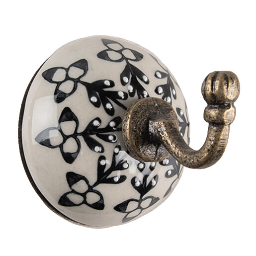 Cuier perete ceramica alba neagra fier cupru Ø 6 x7 cm