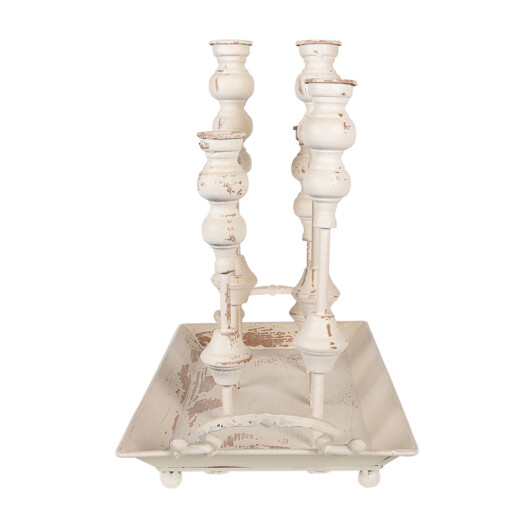 Sfesnice metal mdf alb antichizat 55x26x43 cm 