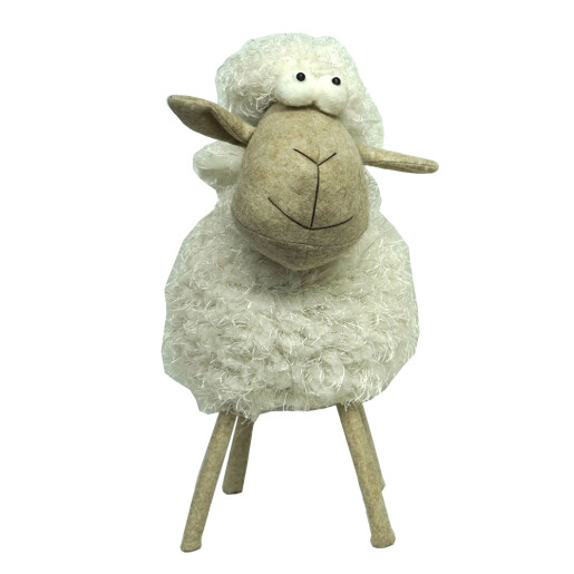 Figurina Oita textil alb plastic maro 16x16x30 cm