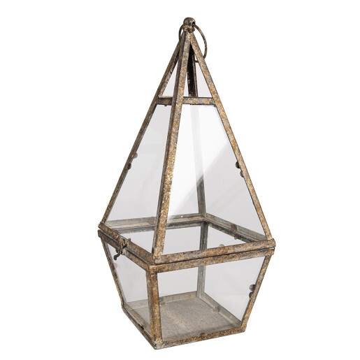 Felinar fier maro antichizat 19x19x45 cm