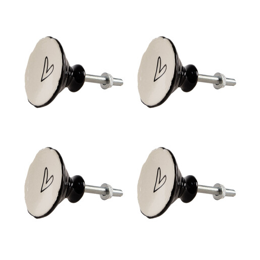 Set 4 butoni mobilier ceramica neagra bej 4x3/6 cm