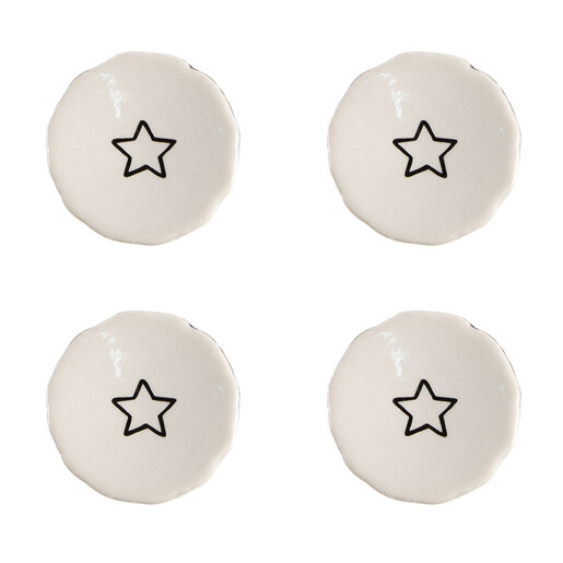 Set 4 butoni mobilier ceramica neagra bej Steluta 4x3/6 cm