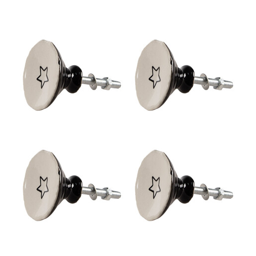 Set 4 butoni mobilier ceramica neagra bej Steluta 4x3/6 cm