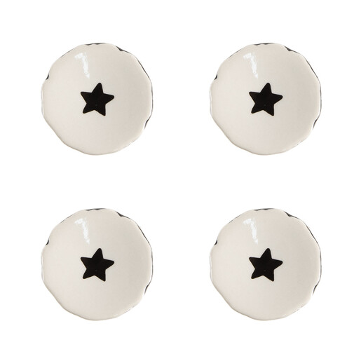 Set 4 butoni mobilier ceramica neagra bej Stelute 4x3/6 cm