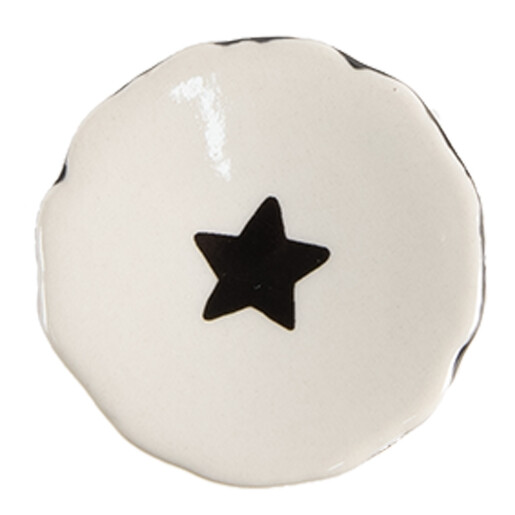 Set 4 butoni mobilier ceramica neagra bej Stelute 4x3/6 cm